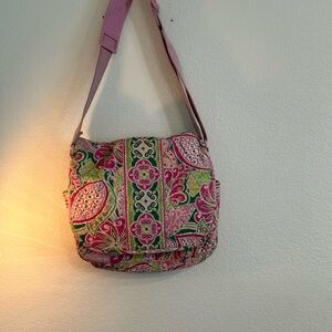 Vera Bradley Pink and Green Paisley Shoulder Bag